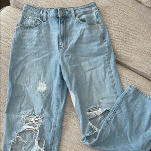 Forever 21 Light Blue Distressed Boyfriend Jeans